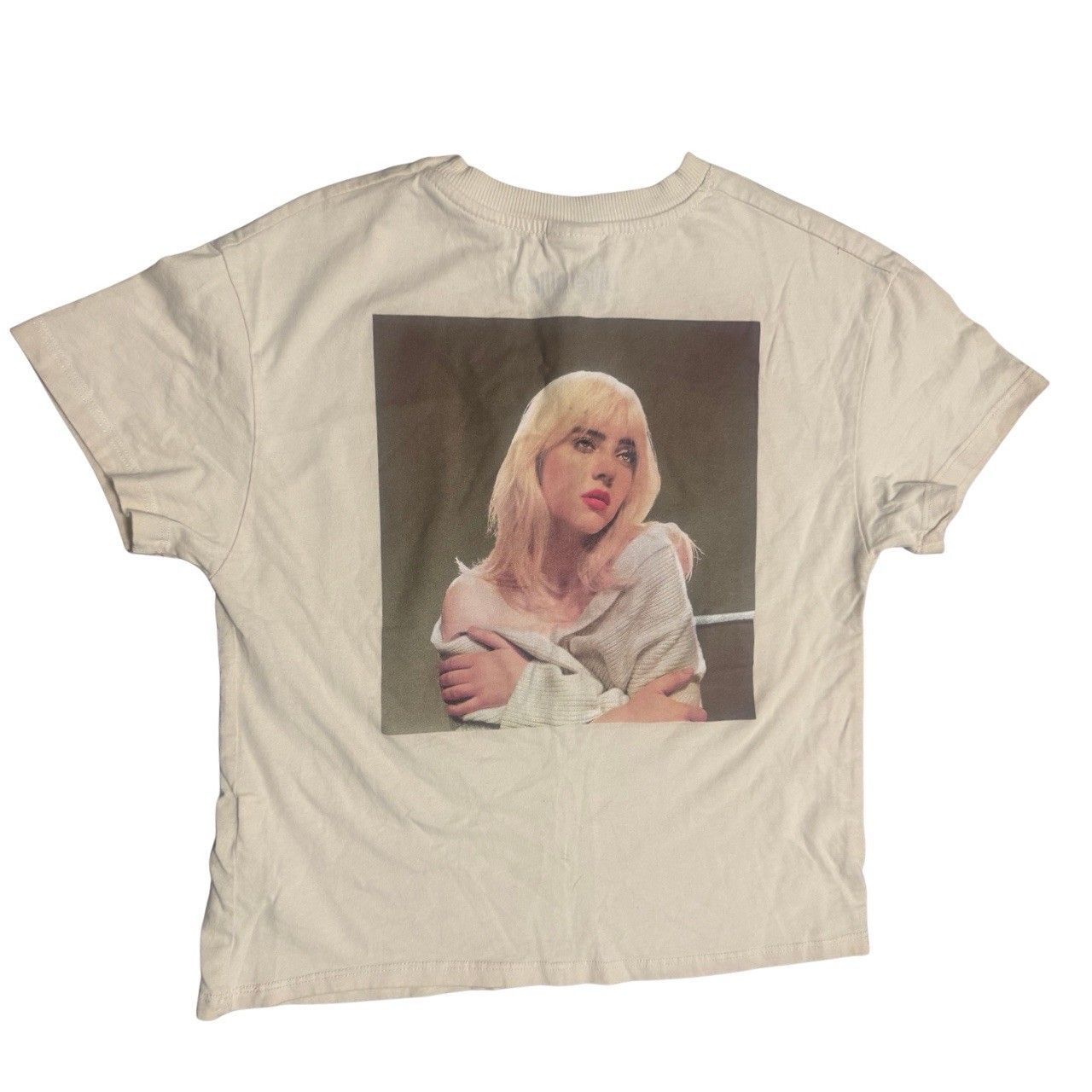 Beige Billie Eilish Happier Than Ever Alt Indie Streetwear Cropped T-Shirt M